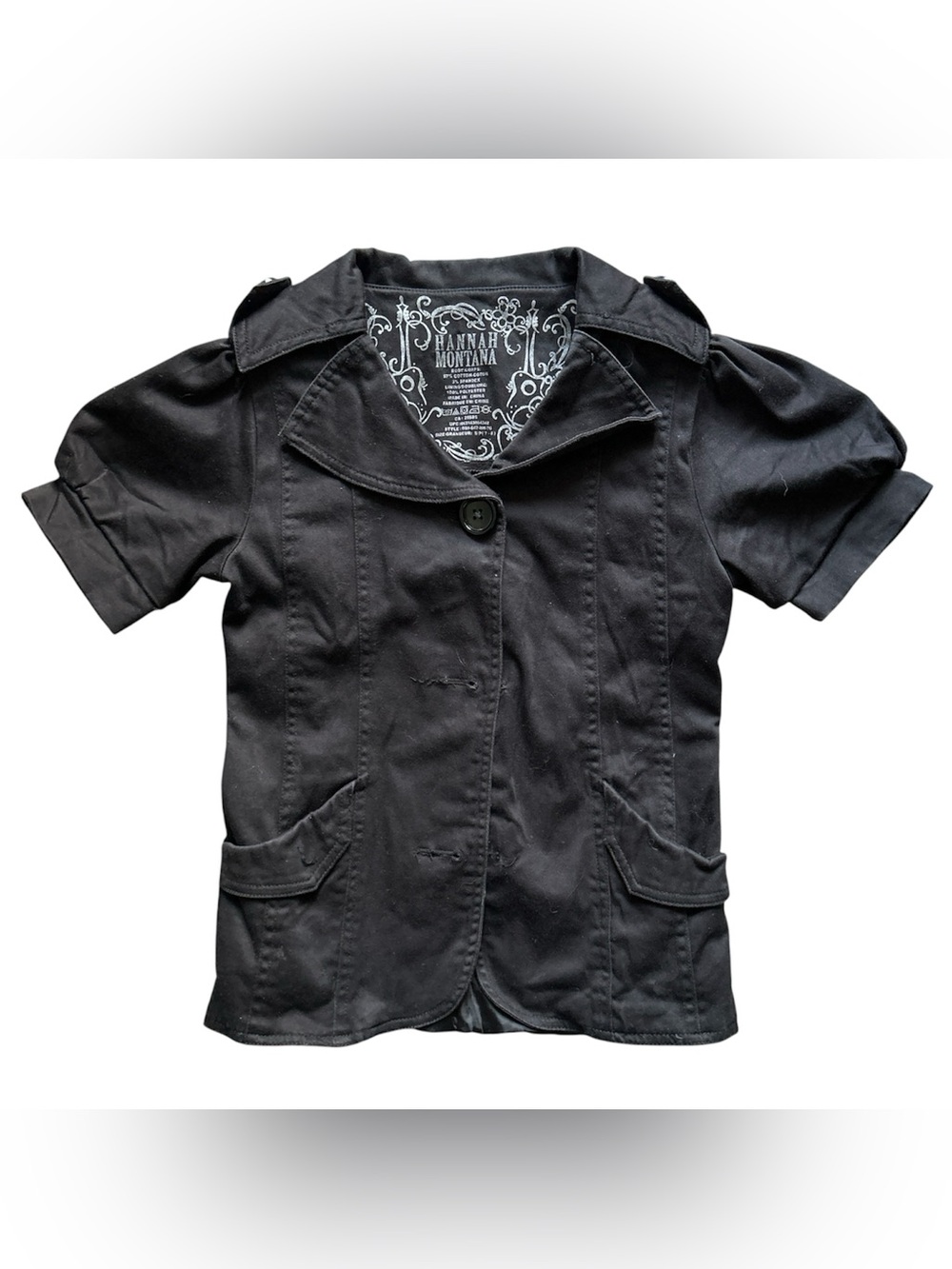 Y2K Office Siren “Hannah Montana” Basic Black Button-up Blouse Top